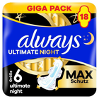 Always Ultimate Night Binden, ultimate night, Größe 6, Giga Pack mit 18 Stück, MAX Schutz